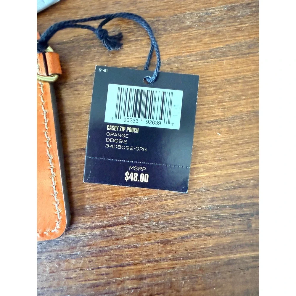 Frye Casey Zip Pouch Orange Leather Slim Coin Purse Card Holder DB092 NWT